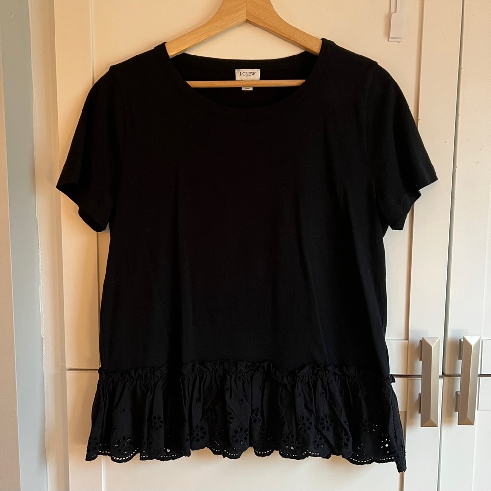 J Crew Factory Eyelet Peplum Top Size M